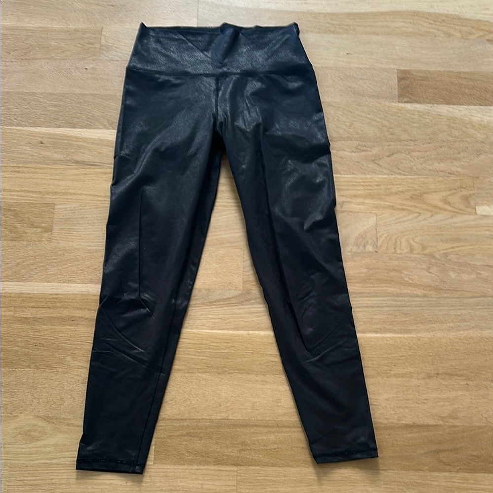 Two Aerie Black Sheen Leggings set of 2